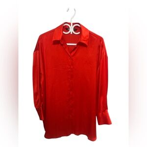 Zara Scarlet Satin Shirt